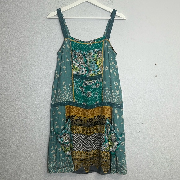 Anthropologie Tiny Boho Scarf Patchwork Womens Sleeveless Dress Size XSmall - Picture 2 of 13